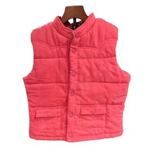 KC Parker Girls Pink Puffer Vest Plaid Lined Fleece Snap Front Size‎ 10/12
